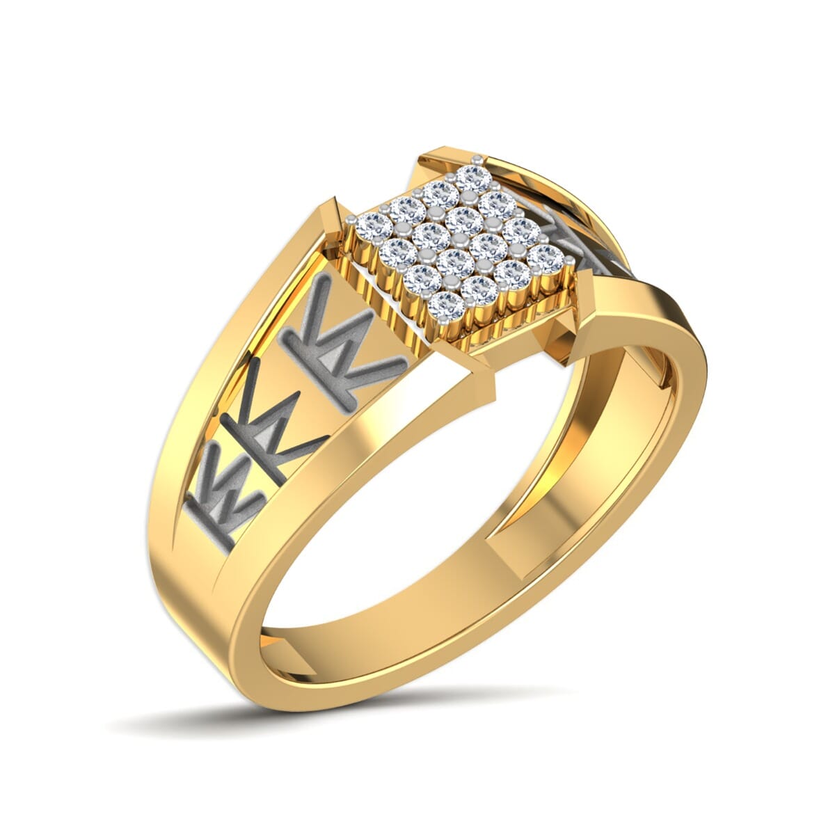 18K Gold and 0.24 Carat F Color VS Clarity Men's Diamond Ring