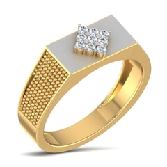 18K Gold and 0.16 Carat F Color VS Clarity Men's Diamond Ring