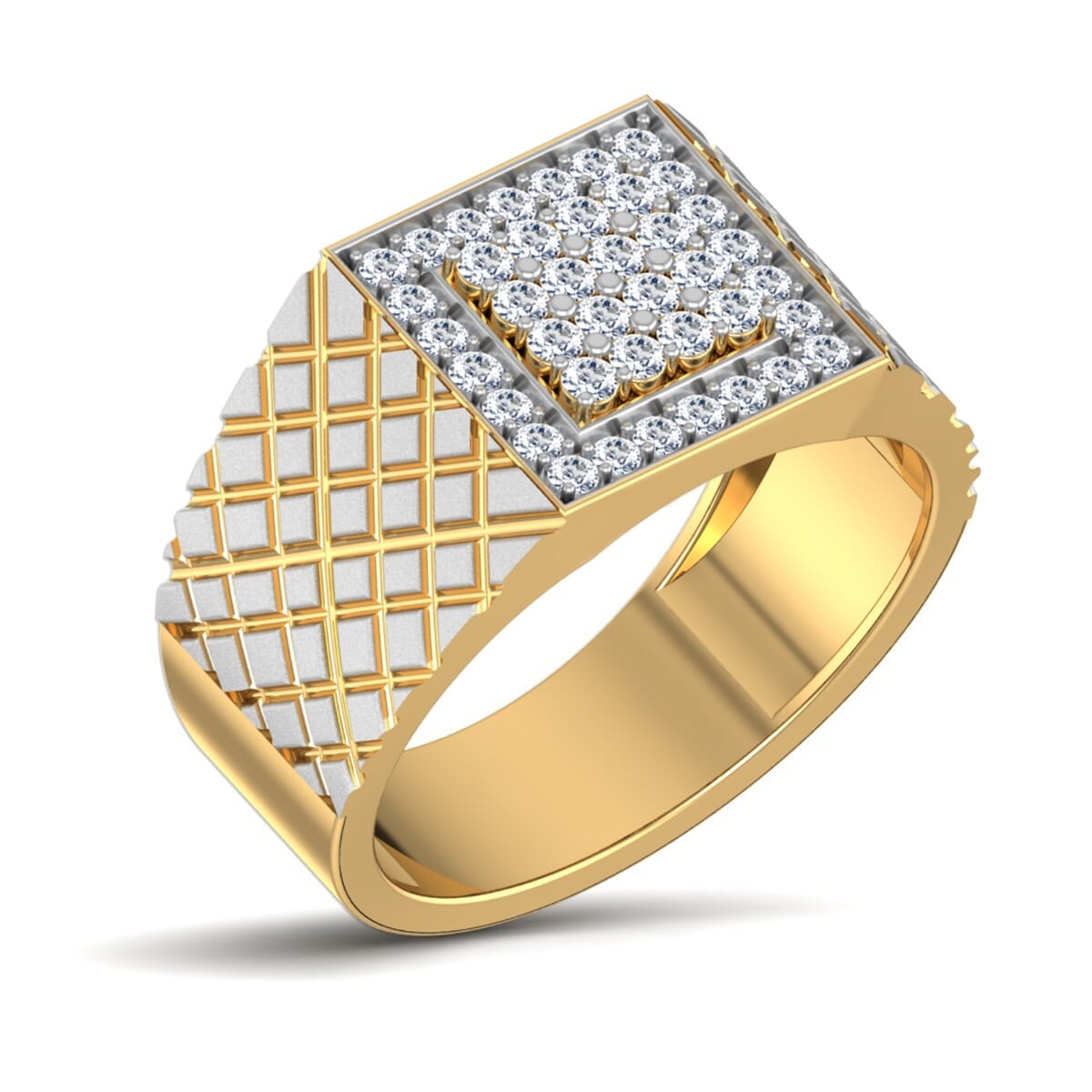18K Gold and 0.63 Carat F Color VS Clarity Men's Diamond Ring