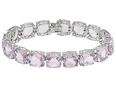76.00 Ctw Natural Lavender Amethyst Bracelet 925 Sterling Silver Plated with Rhodium
