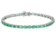 6.93 Ctw Natural Emerald 925 Sterling Silver Bracelet