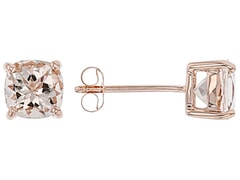 10K Gold and 1.40 Ctw Peach Morganite Solitaire Earrings