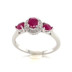 0.69 CTW Oval and Pear Burma Ruby with 0.03 CTW Round White Diamond Accent 925 Sterling Silver Plated with Rhodium