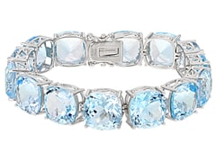 70.00 Ctw Natural Blue Topaz in 925 Sterling Silver Plated with Rhodium