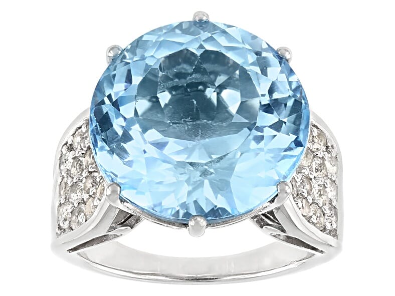 17.21 Ctw Natural Blue Topaz 925 Sterling Silver Ring