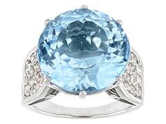 17.21 Ctw Natural Blue Topaz 925 Sterling Silver Ring