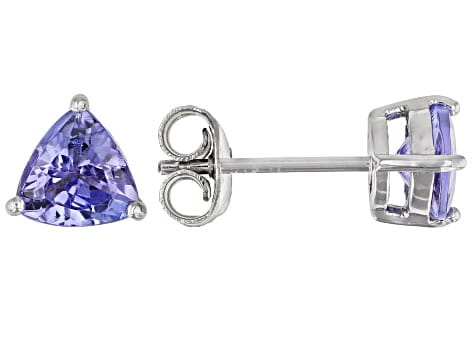 1.26 Ctw Natural Tanzanite 925 Sterling Silver Stud Earrings