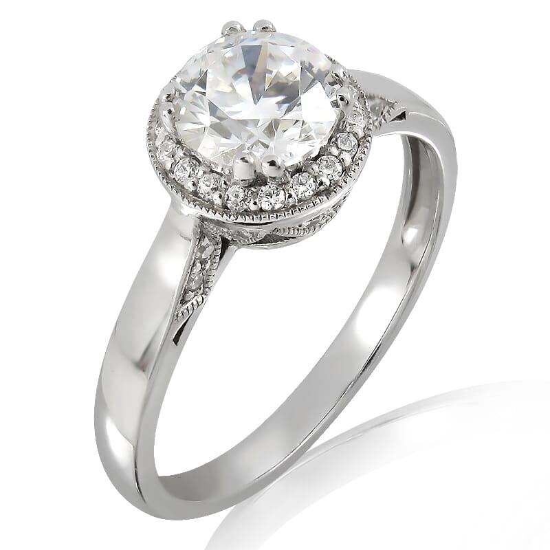 Moissanite and Sapphire Ring in 14KT Gold with Certificate