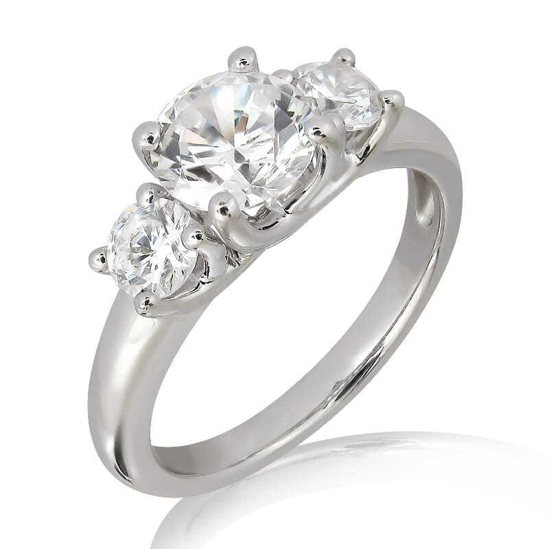 1.00 Carat F-G Color VS Clarity Lab Diamond Three Stone Ring