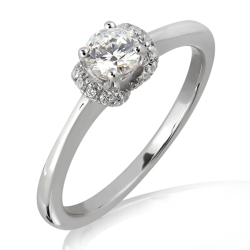 0.50 Carat D Color Engagement Ring with Side Diamonds with Certification