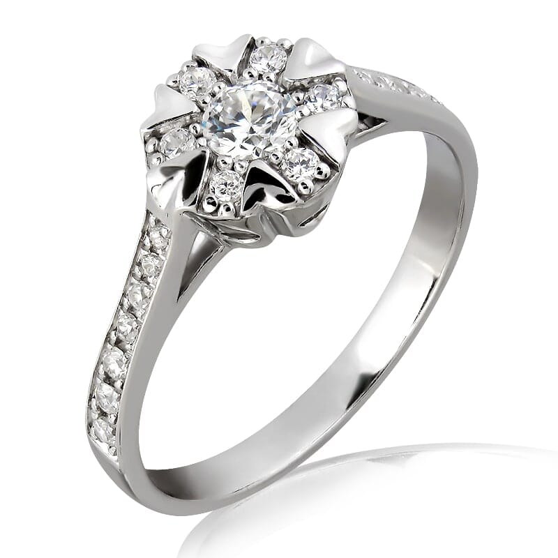 18K Gold and 0.30 Carat E Color VS2 Clarity Diamond Ring