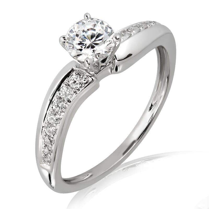 0.50 Carat D Color Engagement Ring with Side Diamonds with Certification