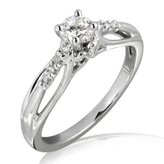 18K Gold and 0.25 Carat E Color VS2 Clarity Diamond Promise Ring