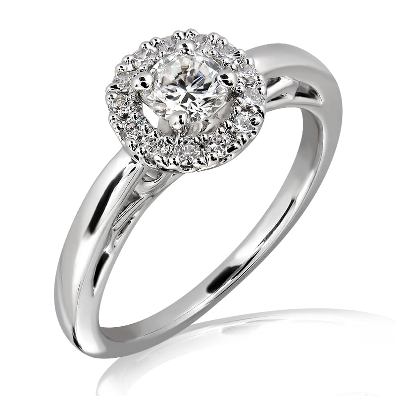 0.50 Carat D Color Engagement Ring with Side Diamonds with Certification