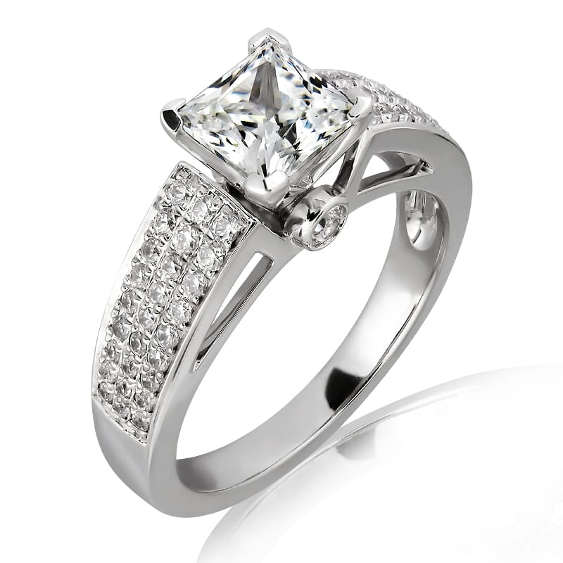 18KT Gold and 1.00 carat Side Diamond Engagement Ring with Certificate