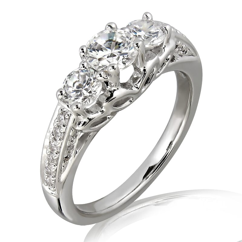 0.50 Carat D Color Engagement Ring with Side Diamonds with Certification