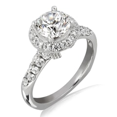18KT Gold and 0.50 carat Halo Engagement Diamond Ring with Certificate