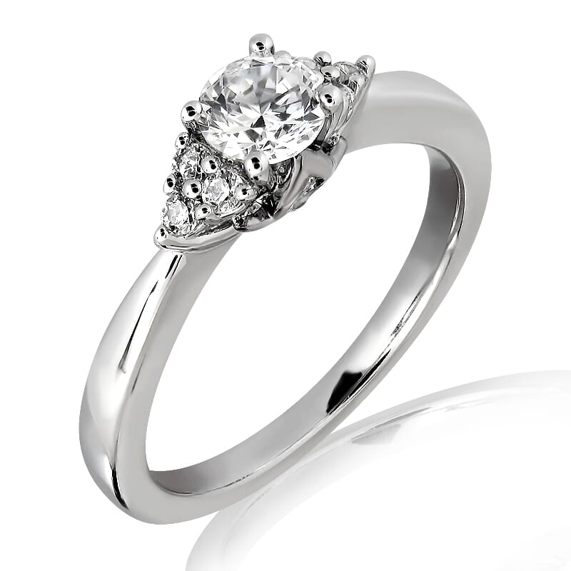 0.50 Carat D Color Engagement Ring with Side Diamonds with Certification