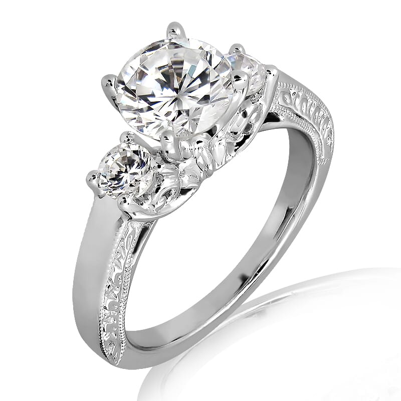 1.00 Carat F-G Color VS Clarity Lab Diamond Three Stone Ring