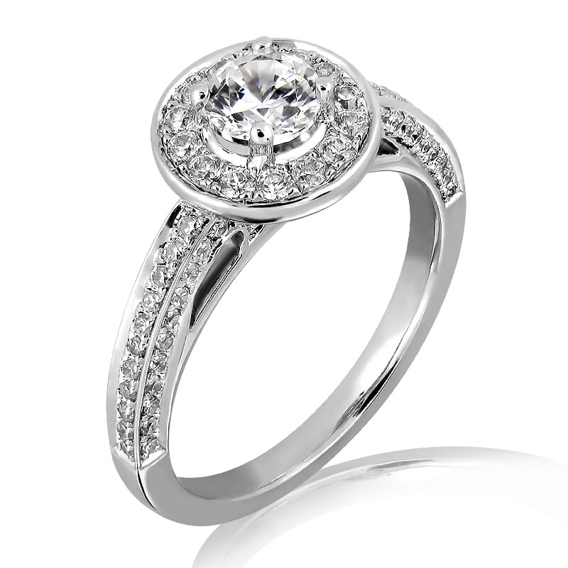 18KT Gold and 0.30 carat Halo Engagement Diamond Ring with Certificate