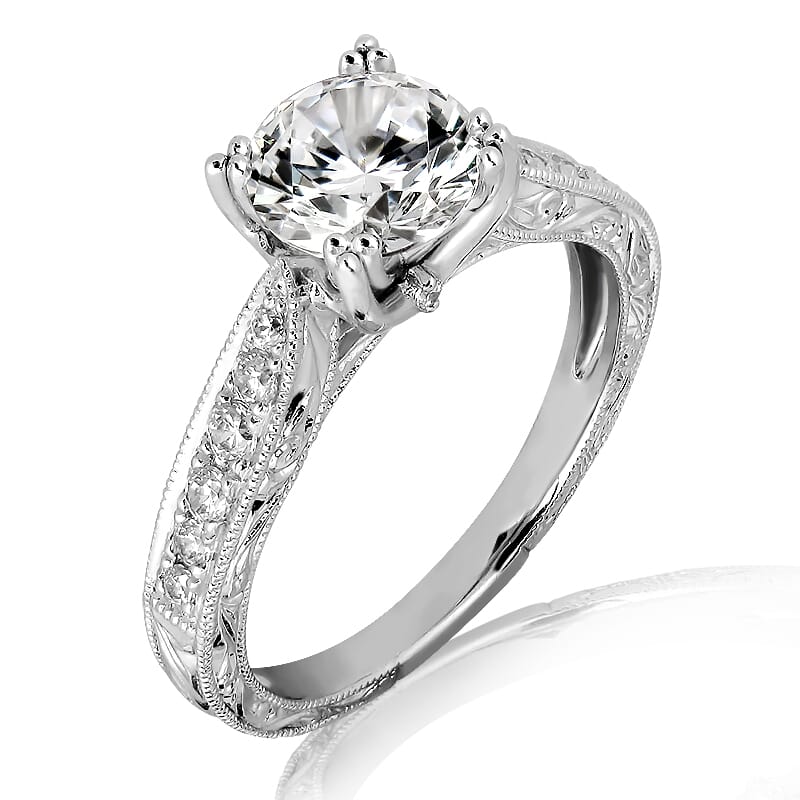 18KT Gold and 0.50 carat Side Diamond Engagement Ring with Certificate