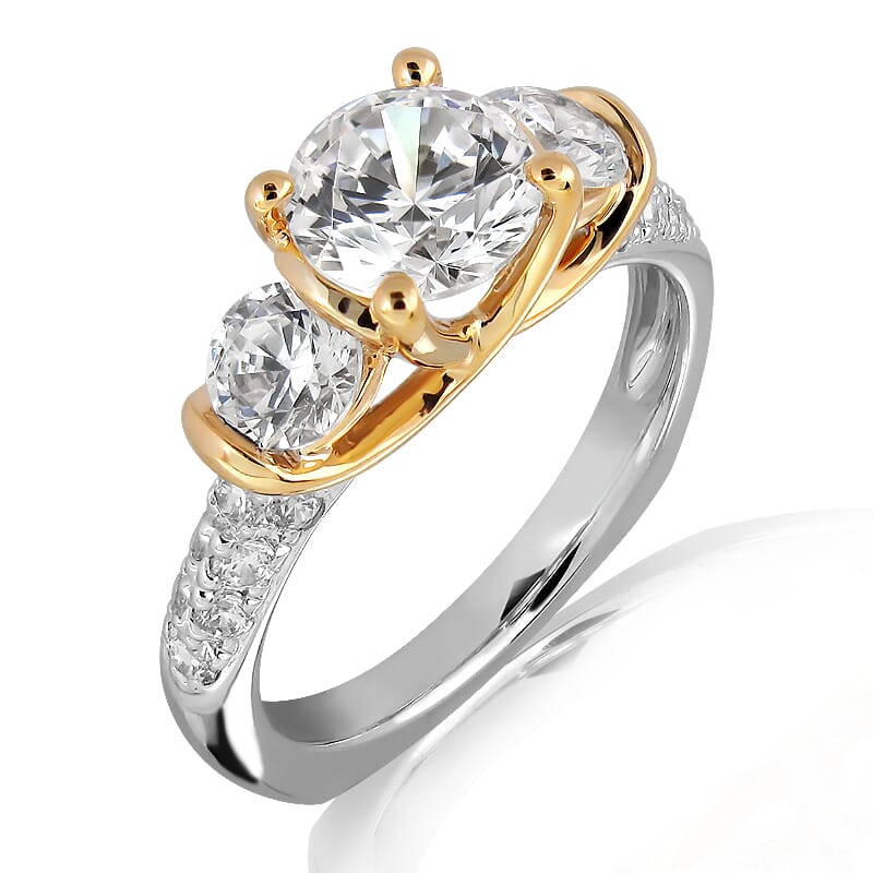 0.50 Carat D Color Engagement Ring with Side Diamonds with Certification