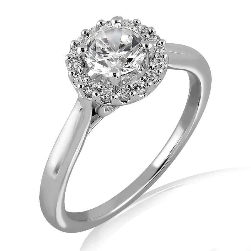 18KT Gold and 0.50 carat Halo Engagement Diamond Ring with Certificate