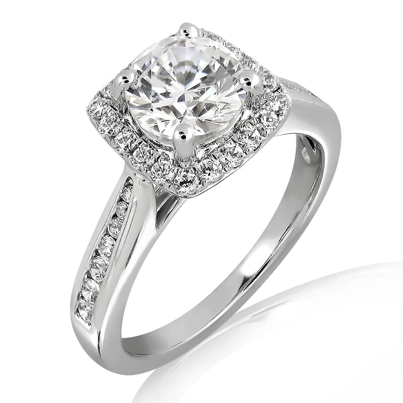 18KT Gold and 0.50 carat Halo Engagement Diamond Ring with Certificate