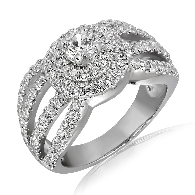 18K Gold and 1.00 Carat E Color VS1 Clarity Diamond Ring