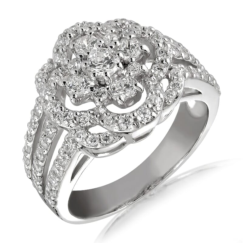 18K Gold and 1.00 Carat E Color VS1 Clarity Diamond Ring