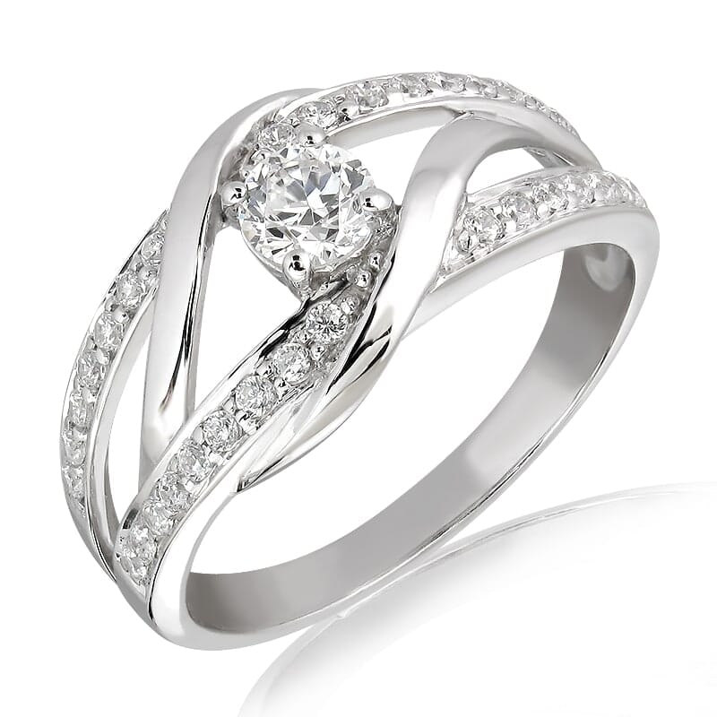 18K Gold and 0.40 Carat E Color VS1 Clarity Diamond Ring