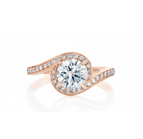 18KT Gold and 0.50 Carat E/VS1 Diamond Halo Engagement Ring