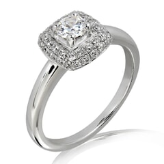 18KT Gold and 1.00 carat Halo Engagement Diamond Ring with Certificate