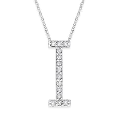 18K Gold and 0.14 Carat F Color VS Clarity Initial "I" Pendant with 16 Inches Chain