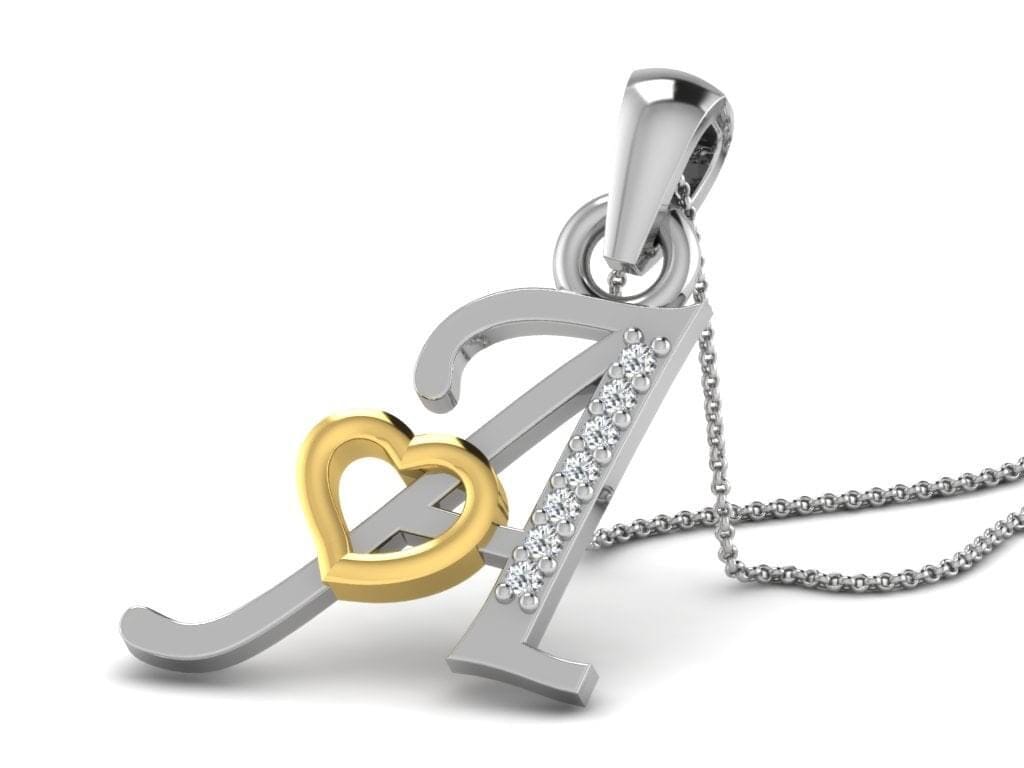 A -18K Gold and 0.03 Carat F Color VS Clarity Initial Pendant