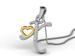 X -18K Gold and 0.03 Carat F Color VS Clarity Initial Pendant