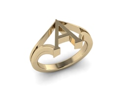 18KT Gold A Initial Ring