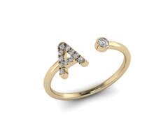 18KT Gold and 0.12 carat Diamond A Initial Ring