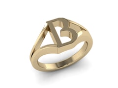 18KT Gold B Initial Ring