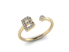 18KT Gold and 0.16 carat Diamond B Initial Ring