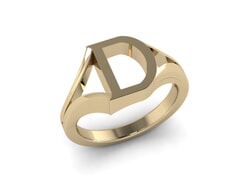 18KT Gold D Initial Ring