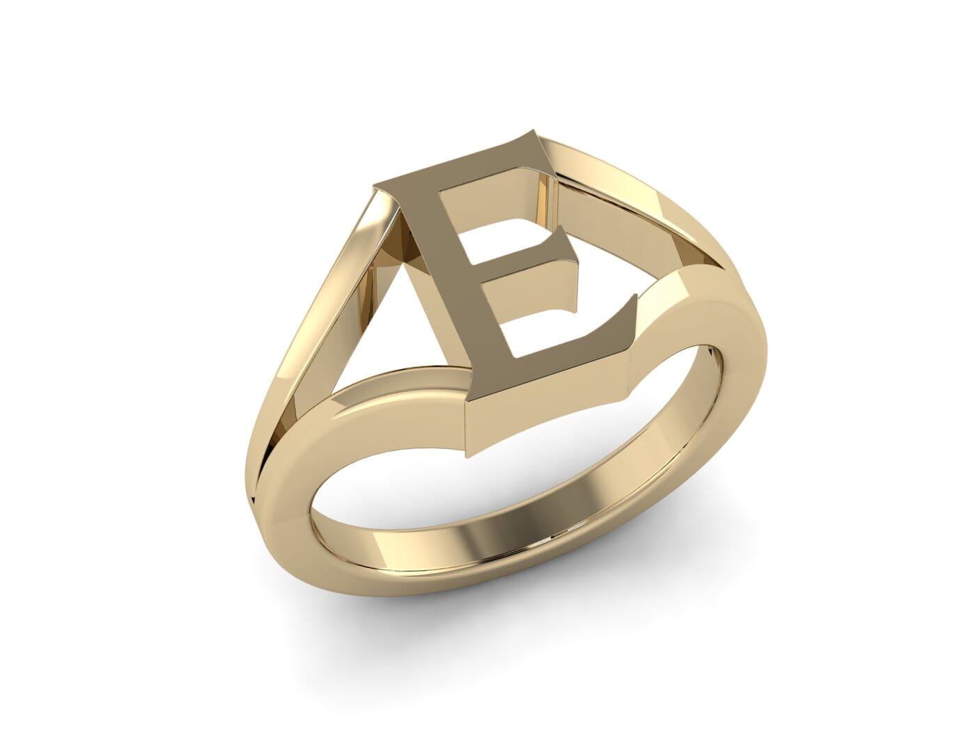  E Initial Ring in 18K Gold