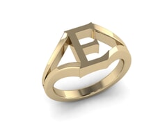 18KT Gold E Initial Ring