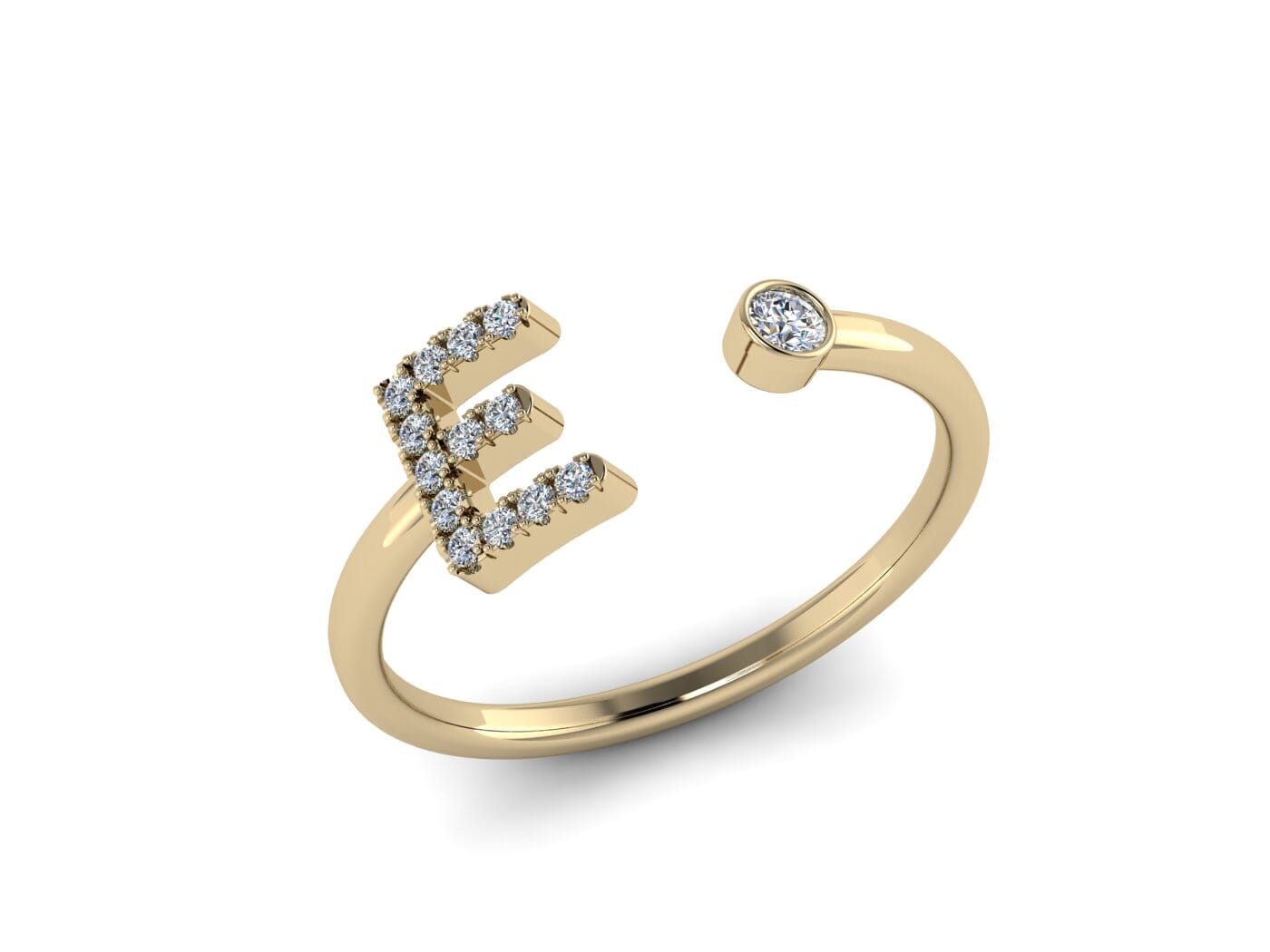 E Initial Ring in 18k Gold and 0.14 carat Diamond 
