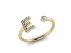 18KT Gold and 0.14 carat Diamond E Initial Ring