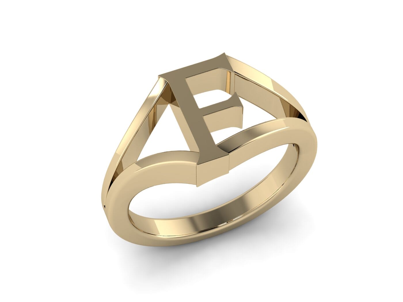 18KT Gold F Initial Ring