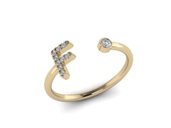 18KT Gold and 0.10 carat Diamond F Initial Ring