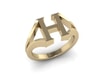  H Initial Ring in 18k Gold 