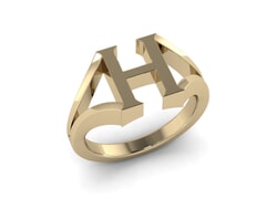 18KT Gold H Initial Ring