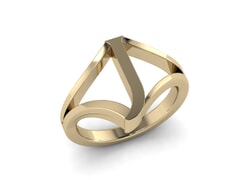 18KT Gold J Initial Ring